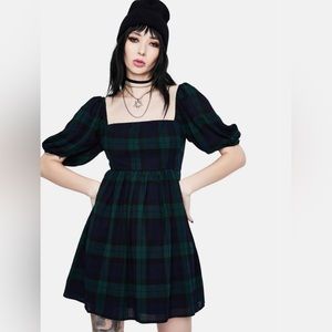 Moonlight Aura Plaid Babydoll Dress Dolls Kill